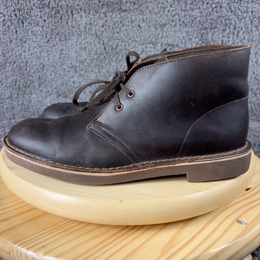 Clarks Bushacre 2 Desert Chukka Boots Mens Size 9 Brown Leather Lace Up Shoe